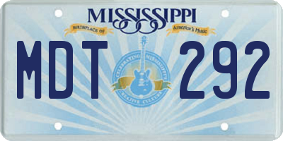 MS license plate MDT292