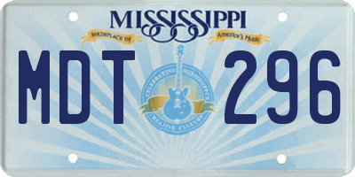 MS license plate MDT296
