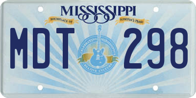 MS license plate MDT298