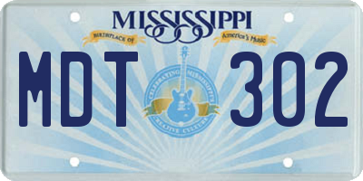 MS license plate MDT302