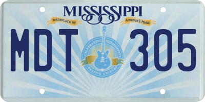MS license plate MDT305