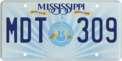 MS license plate MDT309