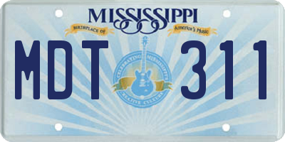 MS license plate MDT311