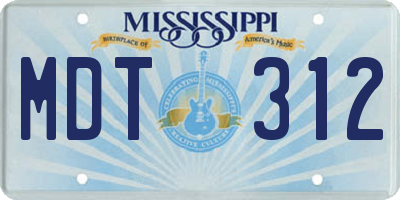 MS license plate MDT312