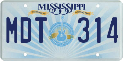MS license plate MDT314