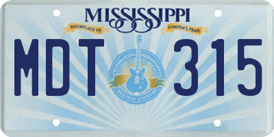 MS license plate MDT315