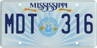 MS license plate MDT316