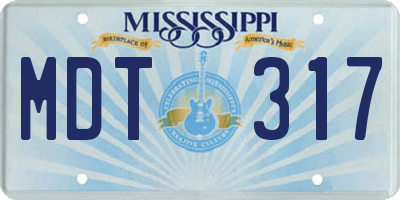 MS license plate MDT317