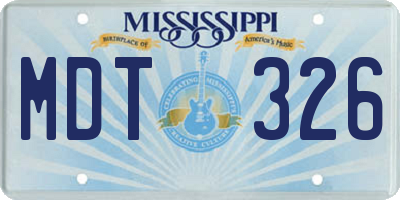 MS license plate MDT326