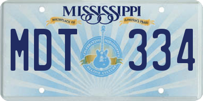 MS license plate MDT334