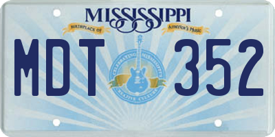 MS license plate MDT352