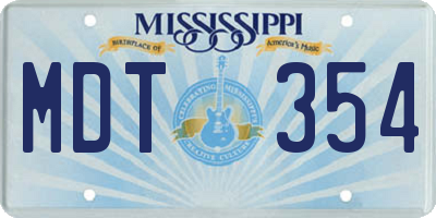 MS license plate MDT354