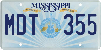 MS license plate MDT355