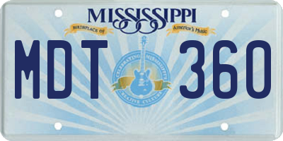 MS license plate MDT360