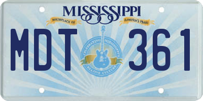 MS license plate MDT361