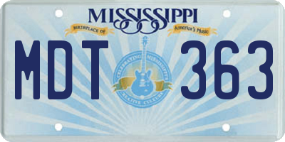 MS license plate MDT363