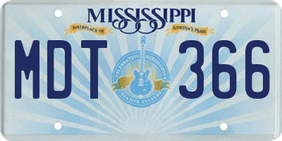 MS license plate MDT366