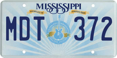 MS license plate MDT372