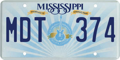 MS license plate MDT374