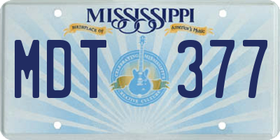 MS license plate MDT377