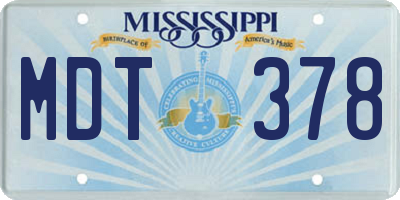 MS license plate MDT378
