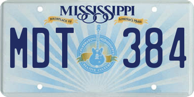 MS license plate MDT384