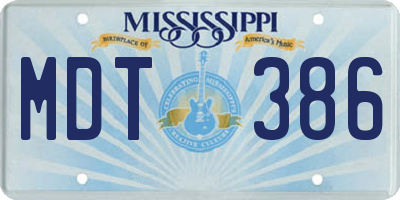 MS license plate MDT386