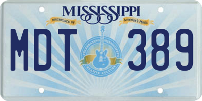 MS license plate MDT389
