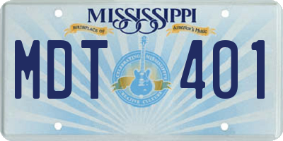 MS license plate MDT401