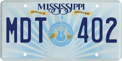 MS license plate MDT402