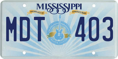 MS license plate MDT403
