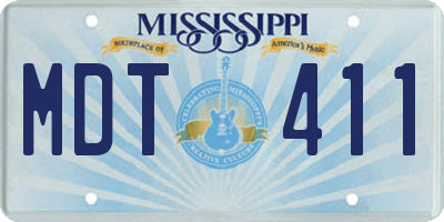 MS license plate MDT411