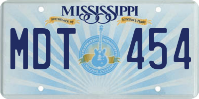 MS license plate MDT454