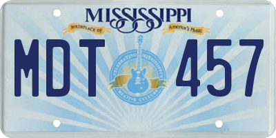 MS license plate MDT457
