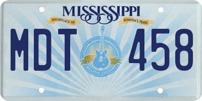 MS license plate MDT458