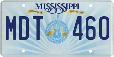 MS license plate MDT460