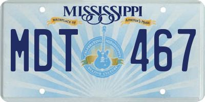 MS license plate MDT467