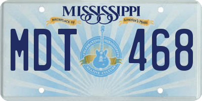 MS license plate MDT468