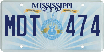 MS license plate MDT474