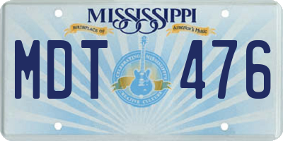 MS license plate MDT476