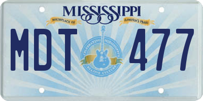 MS license plate MDT477