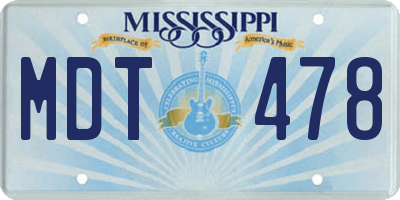 MS license plate MDT478