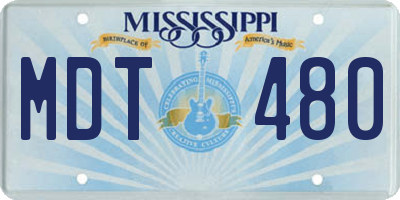 MS license plate MDT480