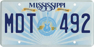 MS license plate MDT492