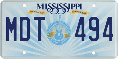 MS license plate MDT494