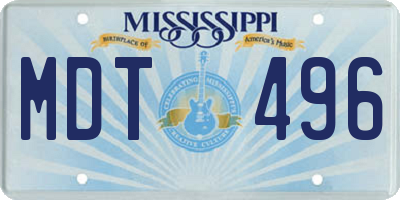 MS license plate MDT496