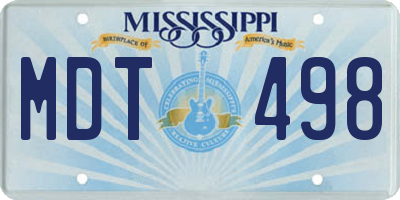 MS license plate MDT498