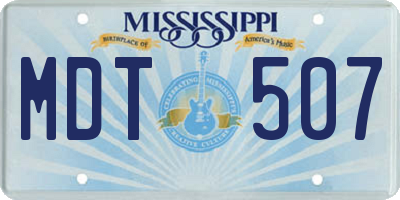 MS license plate MDT507