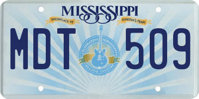 MS license plate MDT509