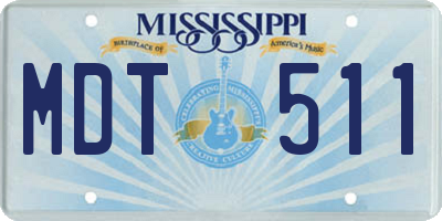 MS license plate MDT511